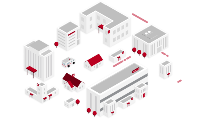 Bild på ett ekosystem illustrerat som en stad